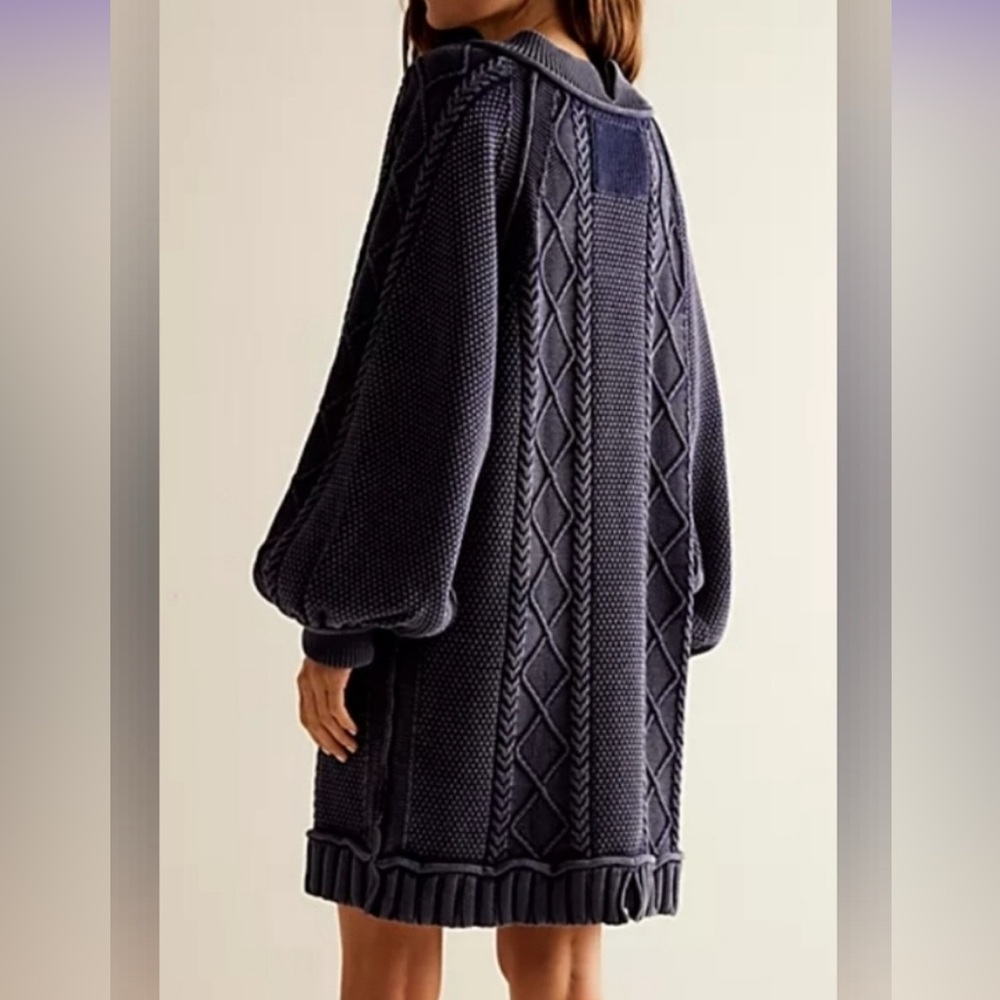 Free People - The Feels- Dark BROWN Cable Knit Sweater Dress